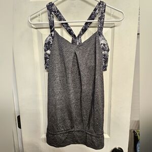 LULULEMON REST LESS Tank Top Gray FLOWABUNGA sport bra shirt Size 6